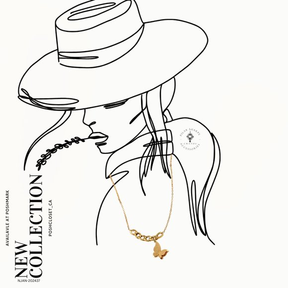 Stainless Steel Butterfly Pendant Gold Necklace - Picture 2 of 2